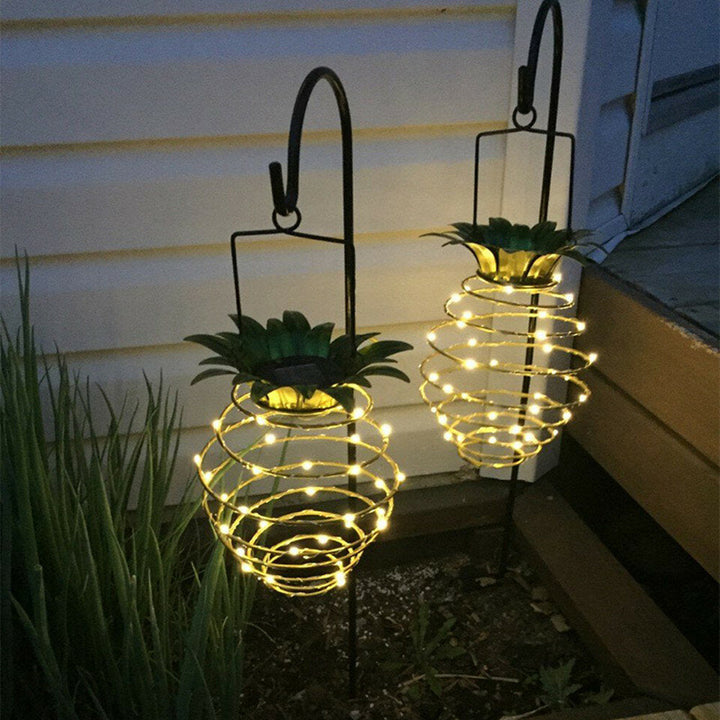 2PC Solar Garden Lights Pineapple Shape Outdoor Solar Hanging Light Waterproof Wall Lamp Fairy Night Lights Iron Wire Image 4