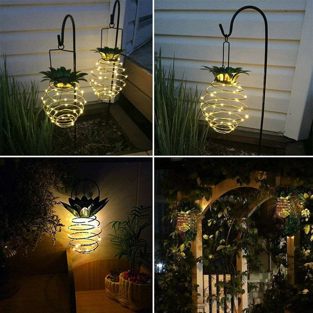 2PC Solar Garden Lights Pineapple Shape Outdoor Solar Hanging Light Waterproof Wall Lamp Fairy Night Lights Iron Wire Image 6