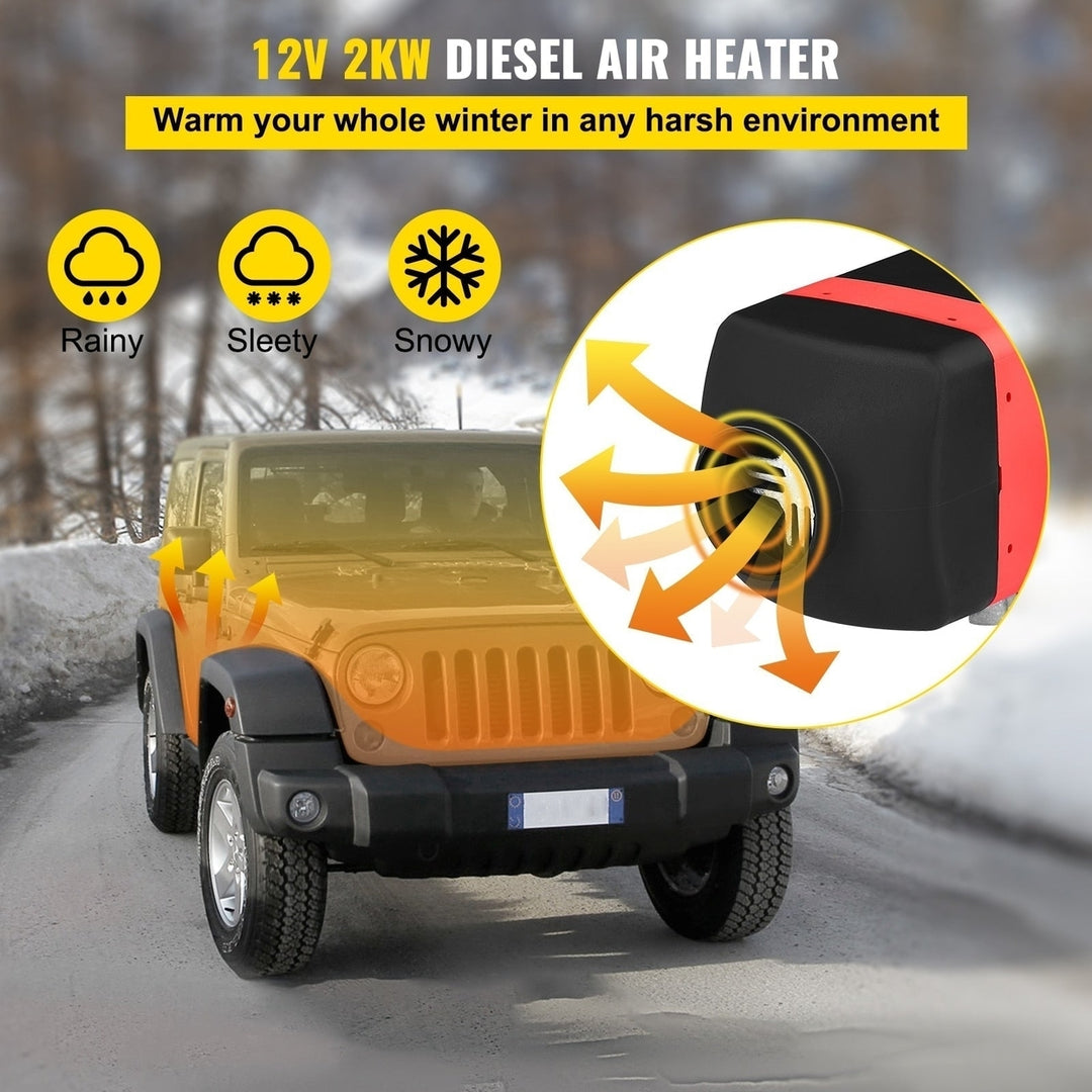 2KW 12V Car Heater Diesel Air Heater W, LCD Switch Silencer 5 , 10 L Tank for Car RV Trailer Truck Vehicles Parking Image 2