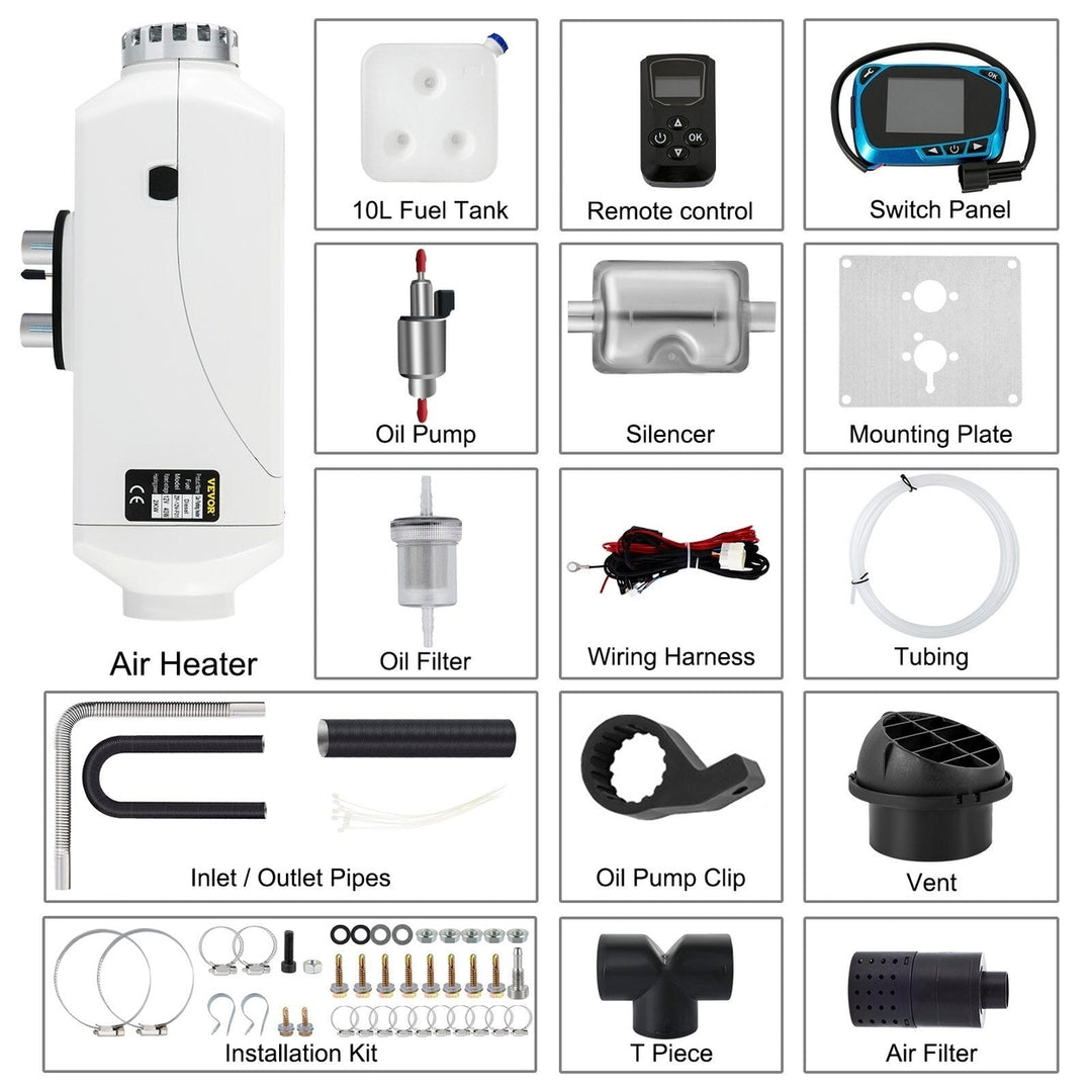 2KW 12V Car Heater Diesel Air Heater W, LCD Switch Silencer 5 , 10 L Tank for Car RV Trailer Truck Vehicles Parking Image 7