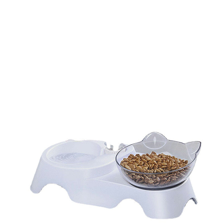 3 Types Oblique Cat Food Bowls Protecting Cervical Vertebra With Water Store Bottle Multi-function Pet Bowl 1,2 Bowls Image 1