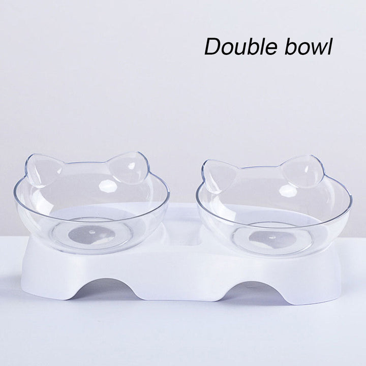 3 Types Oblique Cat Food Bowls Protecting Cervical Vertebra With Water Store Bottle Multi-function Pet Bowl 1,2 Bowls Image 3