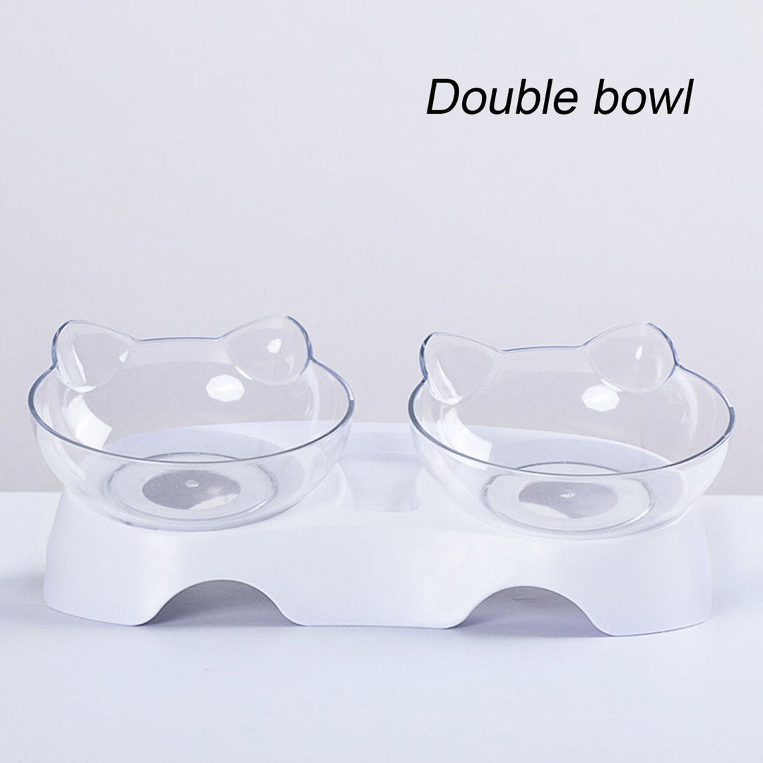 3 Types Oblique Cat Food Bowls Protecting Cervical Vertebra With Water Store Bottle Multi-function Pet Bowl 1,2 Bowls Image 1