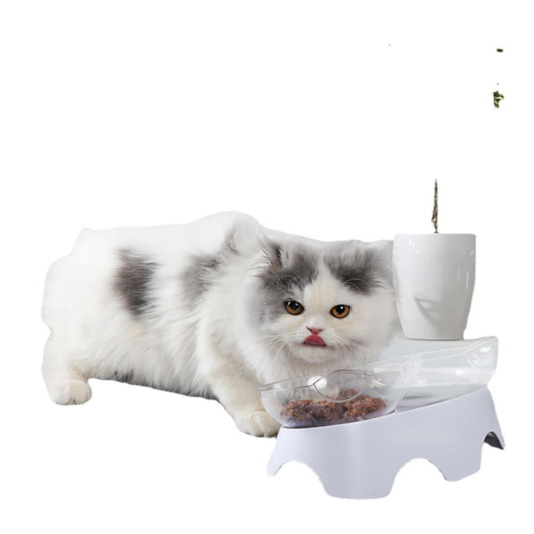 3 Types Oblique Cat Food Bowls Protecting Cervical Vertebra With Water Store Bottle Multi-function Pet Bowl 1,2 Bowls Image 8