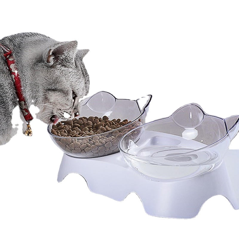 3 Types Oblique Cat Food Bowls Protecting Cervical Vertebra With Water Store Bottle Multi-function Pet Bowl 1,2 Bowls Image 9