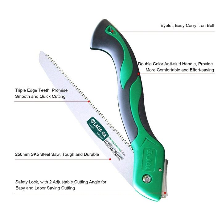 250mm Folding Hand Saw Pruning with Razor for Wood Tree Camping Trimming Gardening Image 8