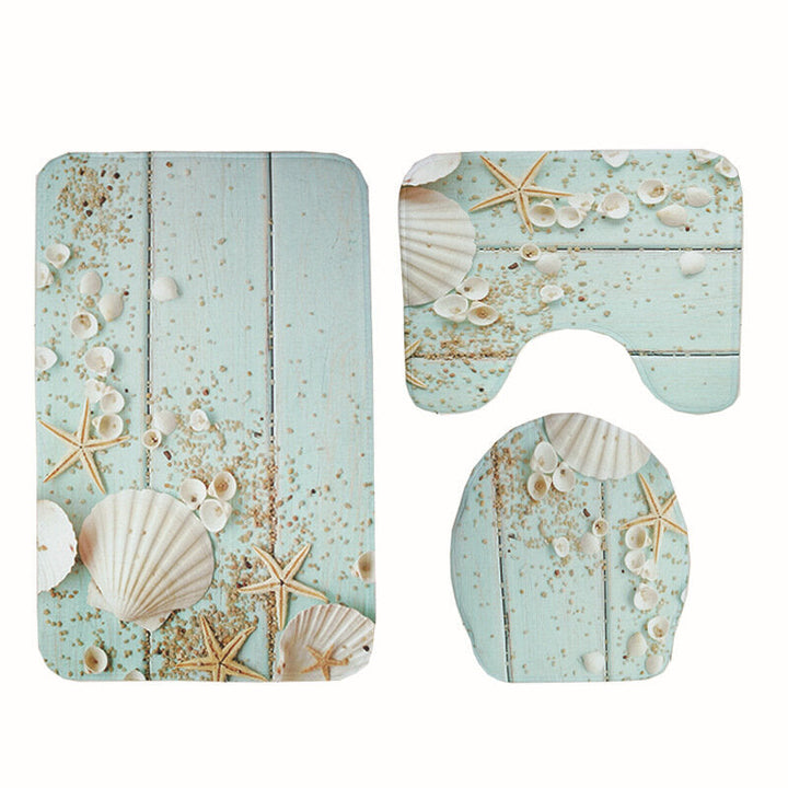 3 Pcs Creative Wood Pattern Non Slip Carpet Bathroom Bath Mat Toilet Cover Lid Toilet Mat Image 1