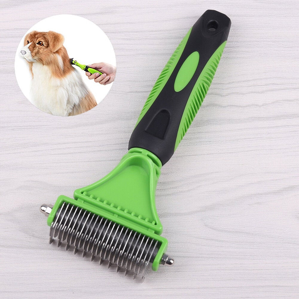 3 in 1 Dual Sided Dog Cat Hair faux Shedding Trimmer Stainless Steel Grooming Dematting Rake Comb Brush Image 2