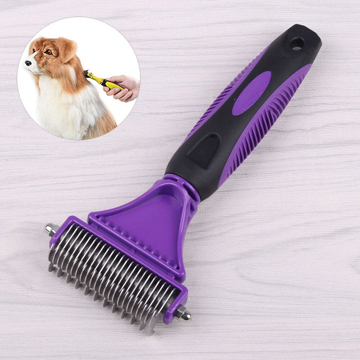 3 in 1 Dual Sided Dog Cat Hair faux Shedding Trimmer Stainless Steel Grooming Dematting Rake Comb Brush Image 3