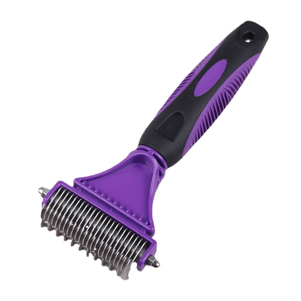 3 in 1 Dual Sided Dog Cat Hair faux Shedding Trimmer Stainless Steel Grooming Dematting Rake Comb Brush Image 1