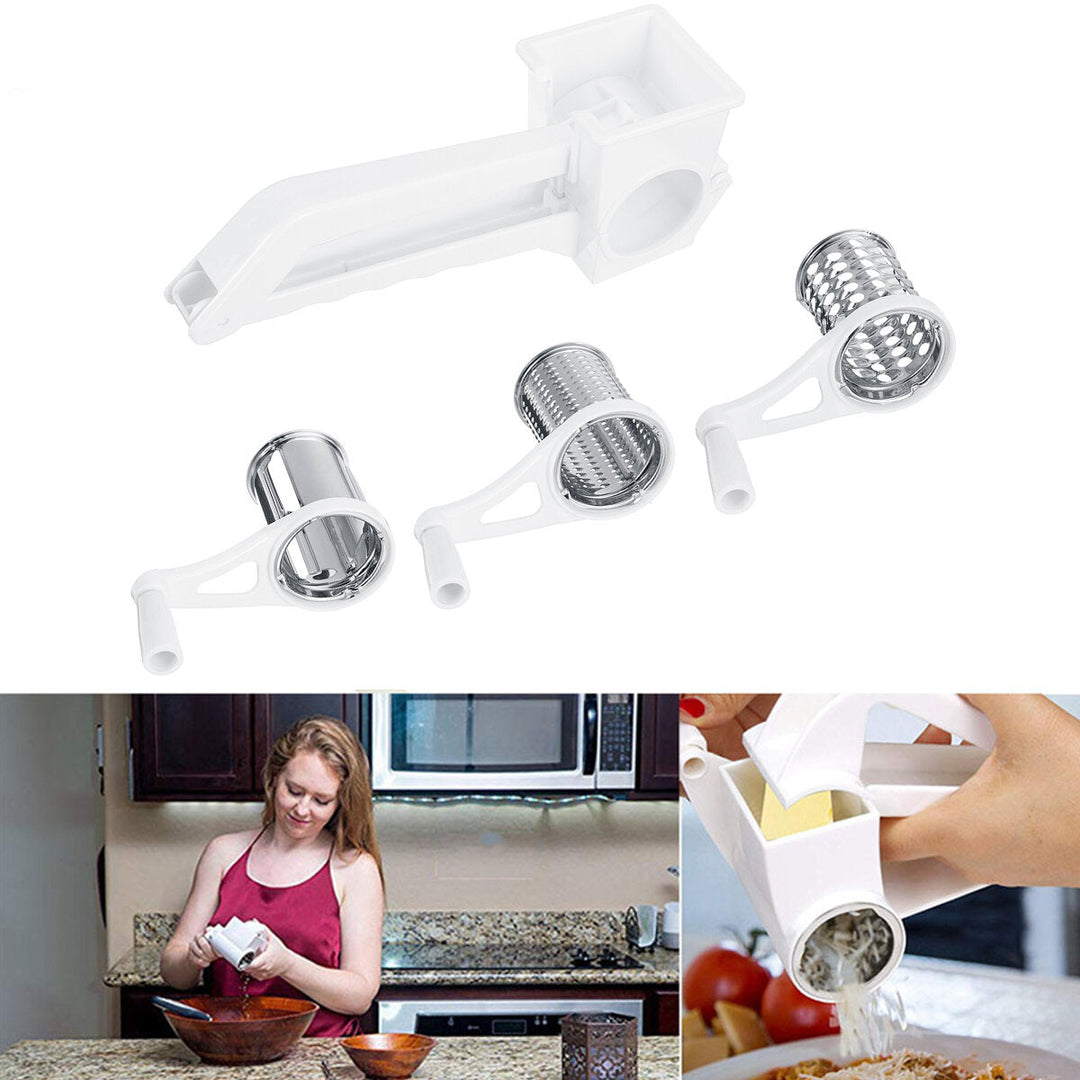 3 In 1 Manual Cheese Grater Rotary Grater Butter Vegetable Fruit Slicer Cutter Kitchen Image 10