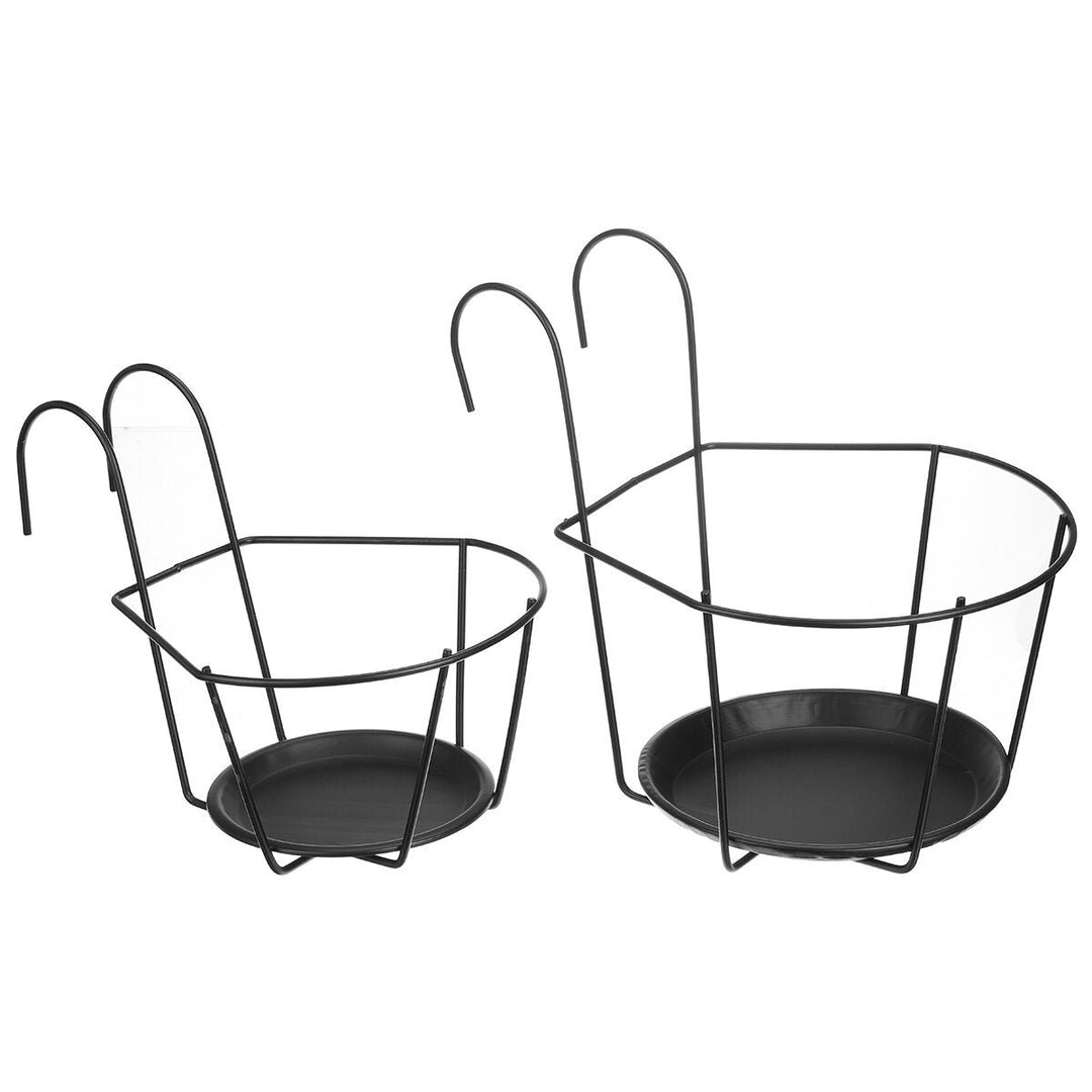 3PCS Metal Flower Holder Stand Hanging Pot Basket Plant Garden Wall Storage Rack Image 4