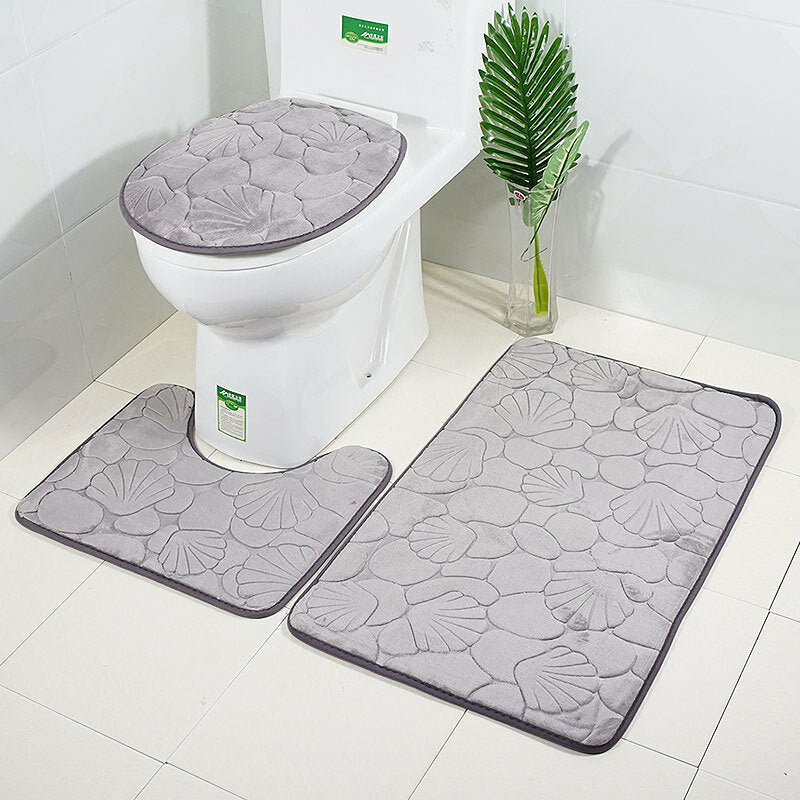 3pcs Embossing Bath Mat for Bathroom Memory Foam Bathroom Carpet Mat Toilet Mat Bathroom Floor Rug Image 4