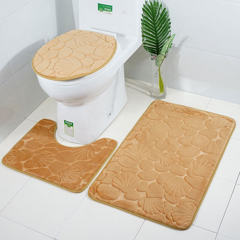 3pcs Embossing Bath Mat for Bathroom Memory Foam Bathroom Carpet Mat Toilet Mat Bathroom Floor Rug Image 5