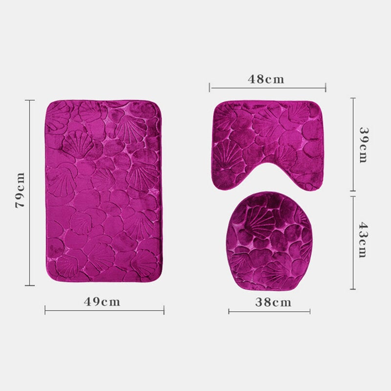 3pcs Embossing Bath Mat for Bathroom Memory Foam Bathroom Carpet Mat Toilet Mat Bathroom Floor Rug Image 6