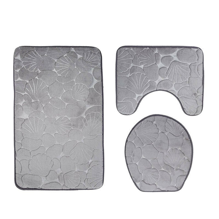 3pcs Embossing Bath Mat for Bathroom Memory Foam Bathroom Carpet Mat Toilet Mat Bathroom Floor Rug Image 1