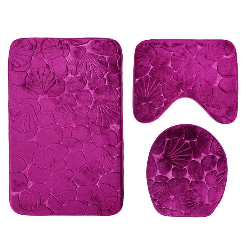 3pcs Embossing Bath Mat for Bathroom Memory Foam Bathroom Carpet Mat Toilet Mat Bathroom Floor Rug Image 1