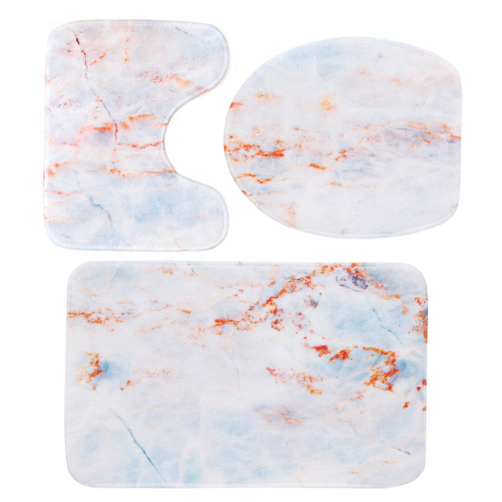 3PCS Marble Toilet Floor Door Bathroom Carpet Pedestal Rug Lid Cover Bath Image 7