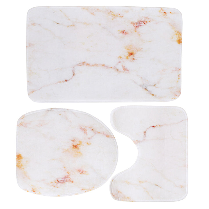 3PCS Marble Toilet Floor Door Bathroom Carpet Pedestal Rug Lid Cover Bath Image 8