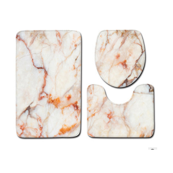 3PCS Marble Toilet Floor Door Bathroom Carpet Pedestal Rug Lid Cover Bath Image 9