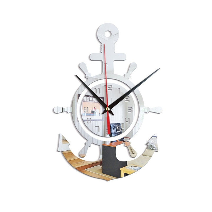 3D Anchor Helmsman Sailor Pirate Ship Mediterranean Style Wall Personality Clock Image 4