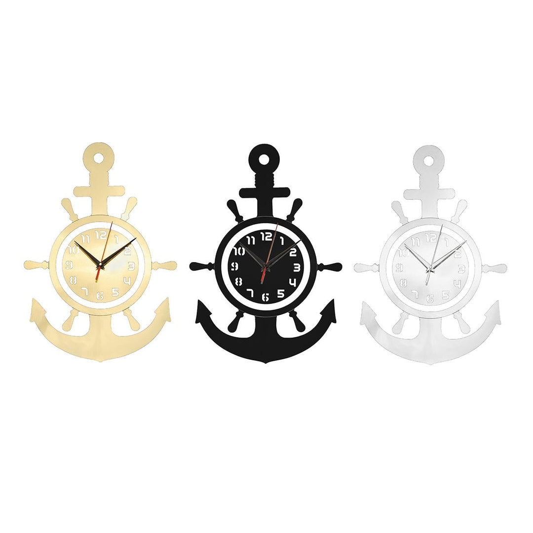 3D Anchor Helmsman Sailor Pirate Ship Mediterranean Style Wall Personality Clock Image 5