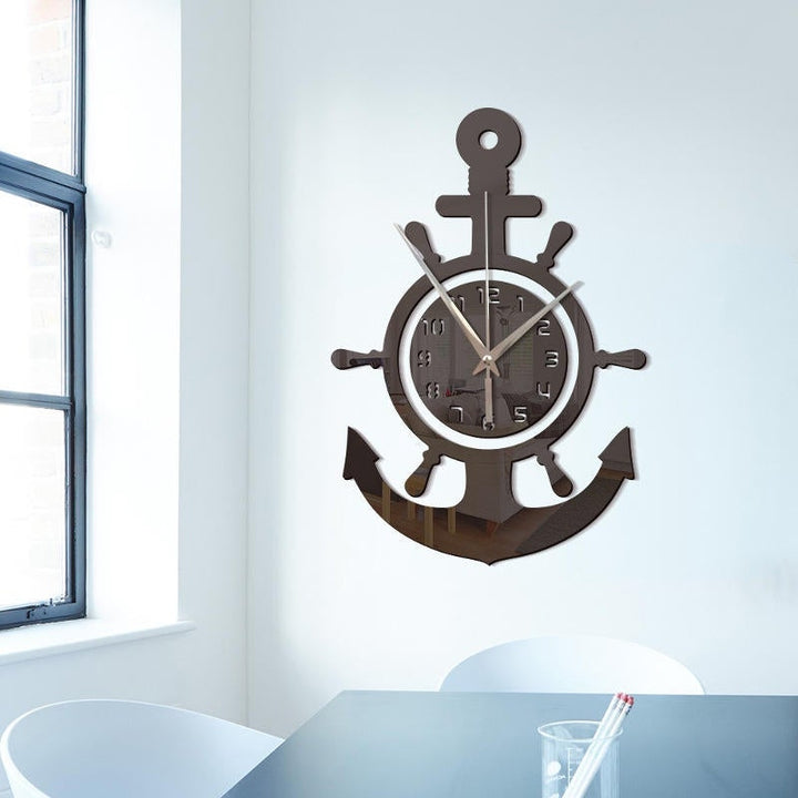 3D Anchor Helmsman Sailor Pirate Ship Mediterranean Style Wall Personality Clock Image 11