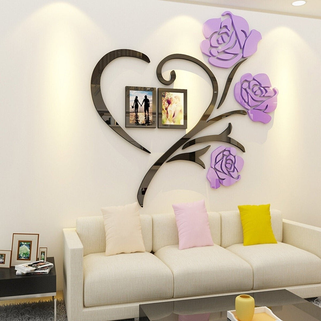 3D Flower Wall Sticker Acrylic Decal Mural Home Room Art Decor Self Adhesive Image 2