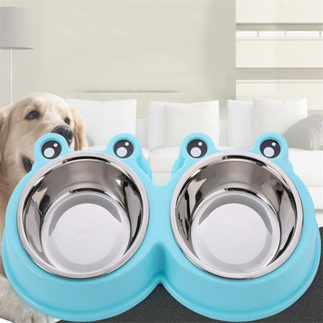 3Colors Frog Shape Pet Bowl Food Water Container Stainless Steel Dog Cat Feeder Image 5