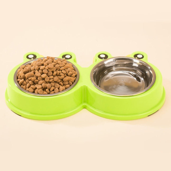 3Colors Frog Shape Pet Bowl Food Water Container Stainless Steel Dog Cat Feeder Image 6