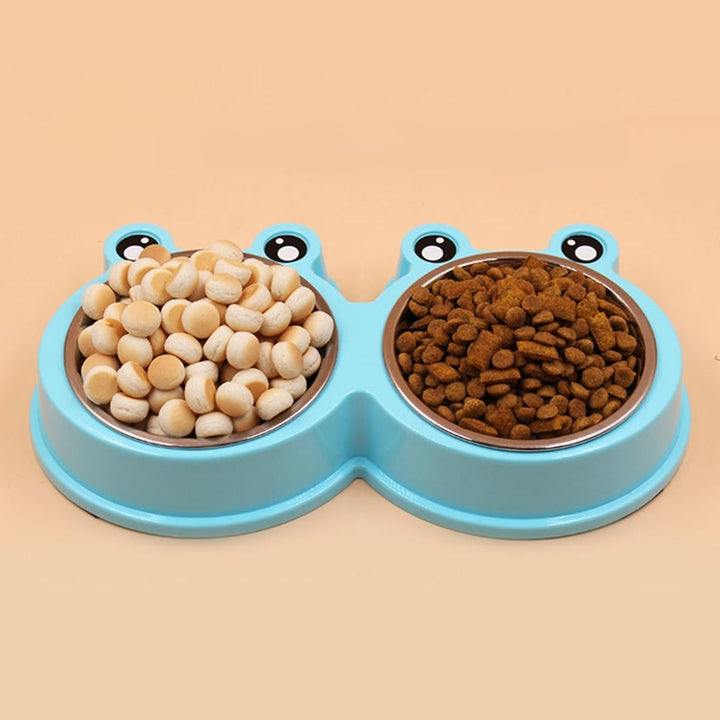 3Colors Frog Shape Pet Bowl Food Water Container Stainless Steel Dog Cat Feeder Image 7