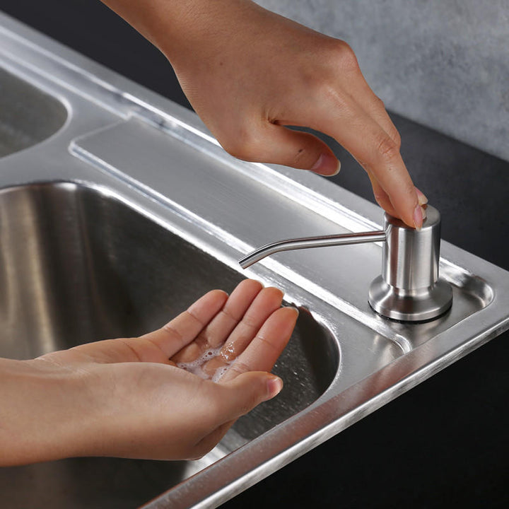 300ml Stainless Steel Sink-Mounted Liquid Soap Dispenser Kitchen Bathroom Bottle Image 4