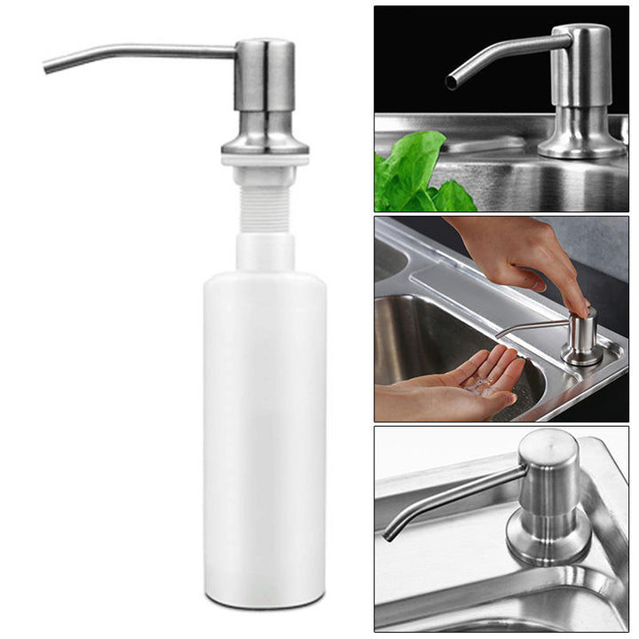 300ml Stainless Steel Sink-Mounted Liquid Soap Dispenser Kitchen Bathroom Bottle Image 5