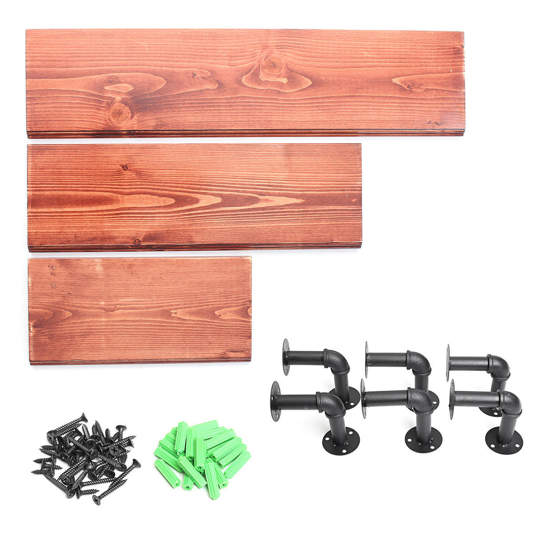 3Pcs 40+60+80cm Wooden Board Shelves Wall Mount Floating Shelf Display Bracket Waterproof Decor Image 1