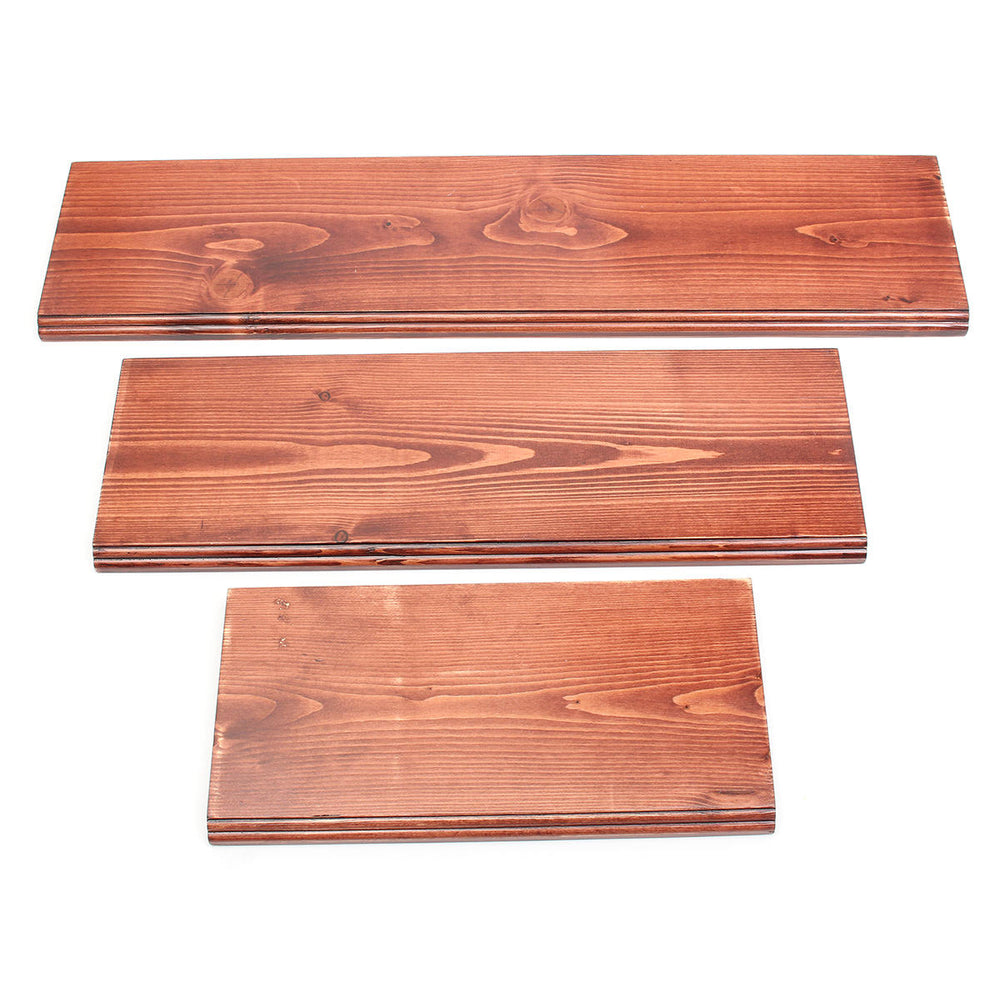 3Pcs 40+60+80cm Wooden Board Shelves Wall Mount Floating Shelf Display Bracket Waterproof Decor Image 2