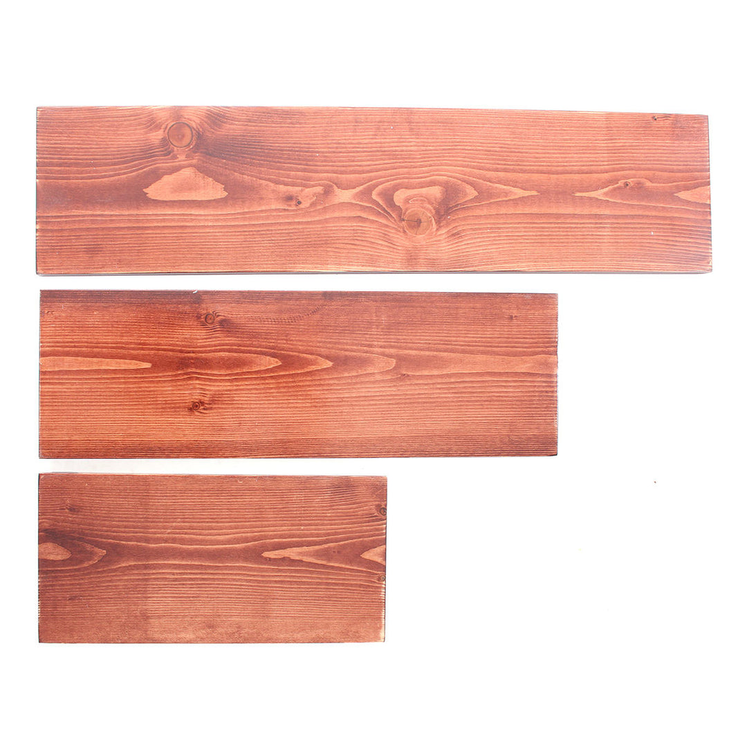 3Pcs 40+60+80cm Wooden Board Shelves Wall Mount Floating Shelf Display Bracket Waterproof Decor Image 7