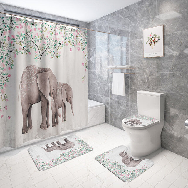 3pcs Anti-slip Bath Rug Elephant Mat Bathroom Mat Set Bathroom Image 3