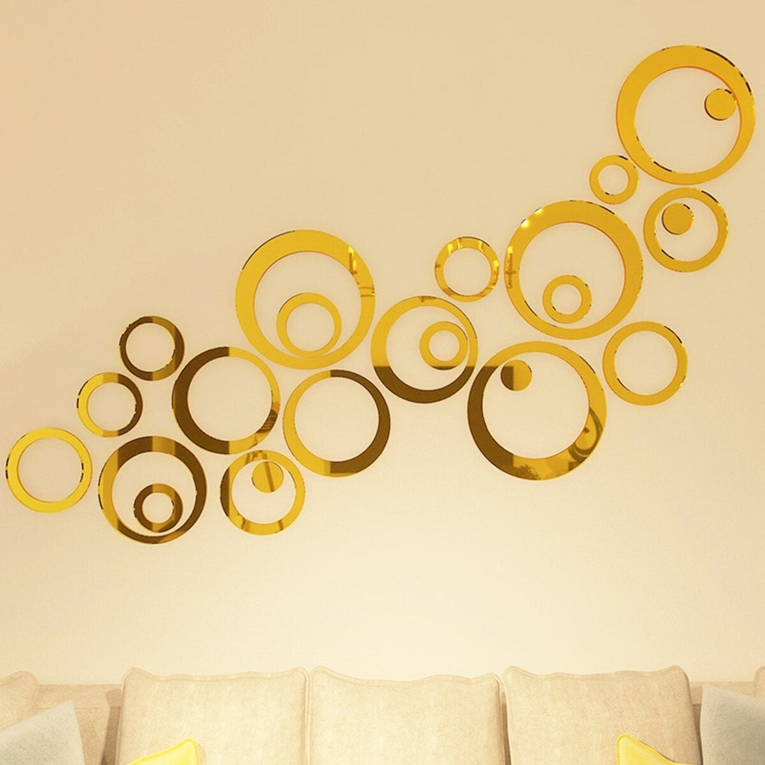 3D Mirror Acrylic Wall Stickers Circle Ring Gold Decal Modern Home DIY Decoration Image 7