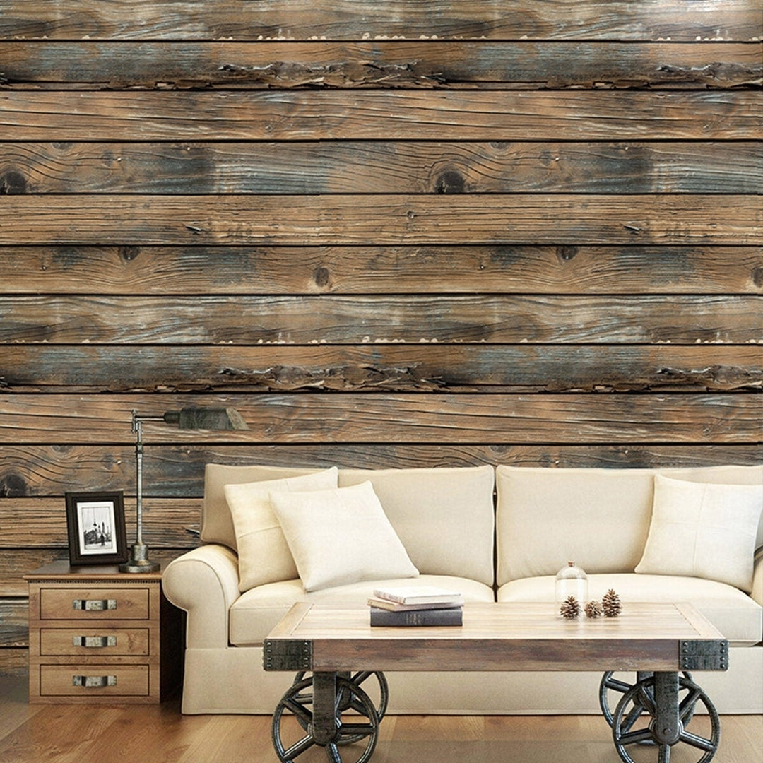 3D Retro Wood Planks Wallpaper Home Indoor Stick Self-adhesive Image 2