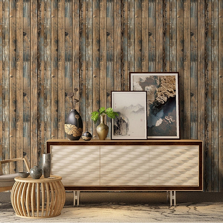 3D Retro Wood Planks Wallpaper Home Indoor Stick Self-adhesive Image 4