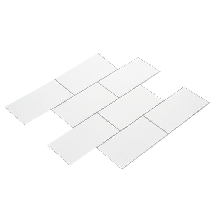 3D Tile Wall Sticker White Self-Adhesive Decal Home Kitchen Bathroom Mural Decoration Image 2