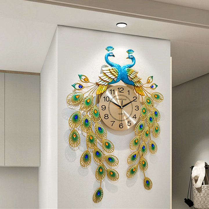 3D DIY Digital Large Peacock Wall Clock Metal Modern Art Home ,Office Decoration Image 7