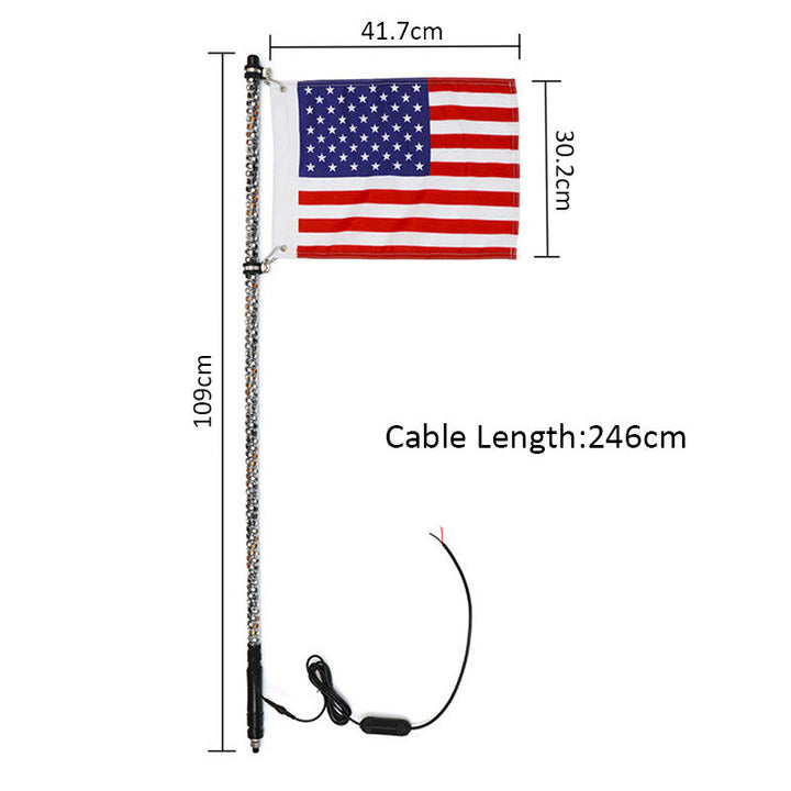 4,5ft Lighted LED Car Whip Lights 5050RGB Flagpole Lamp w,Flag + Remote For Jeep ATV UTV Image 4