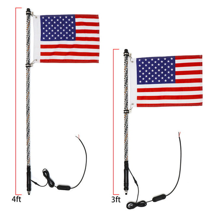 4,5ft Lighted LED Car Whip Lights 5050RGB Flagpole Lamp w,Flag + Remote For Jeep ATV UTV Image 5