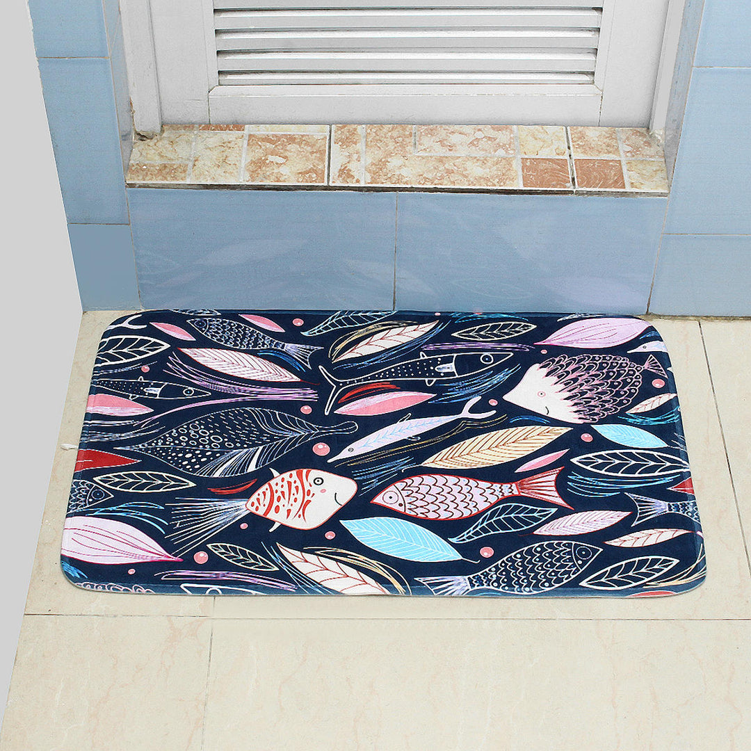 4575cm Bathroom Shower Bath Mat Non Slip Back Carpet Mat Toilet Rug Leaves Design Image 3