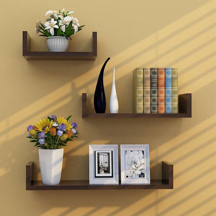 3Pcs Wooden Wall Shelf Wall-mounted Organiser Image 5