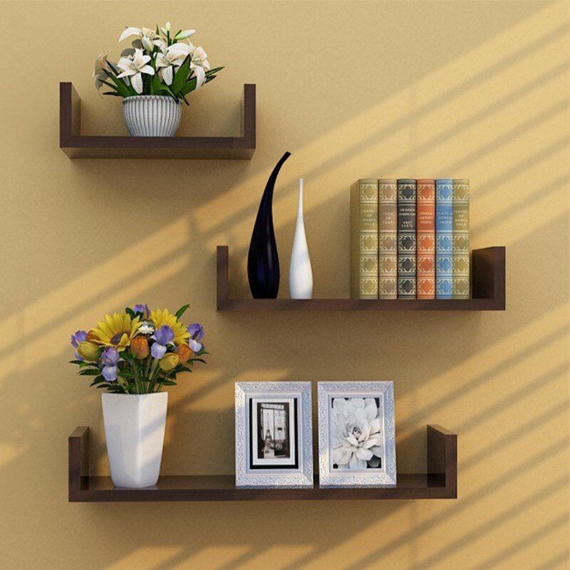 3Pcs Wooden Wall Shelf Wall-mounted Organiser Image 1