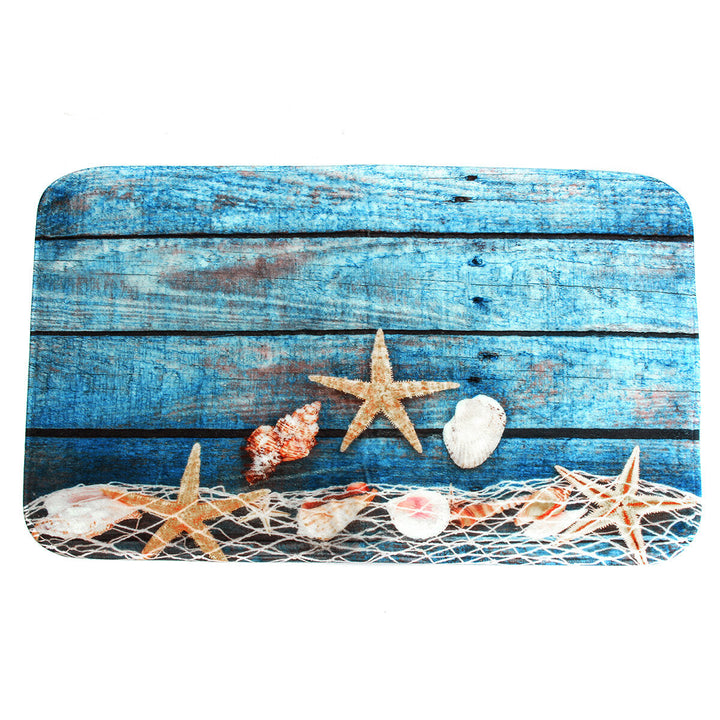 3PCS Starfish Wood No-slip Bathroom Pedestal Rug Lid Toilet Cover Bath Mat Set Image 4