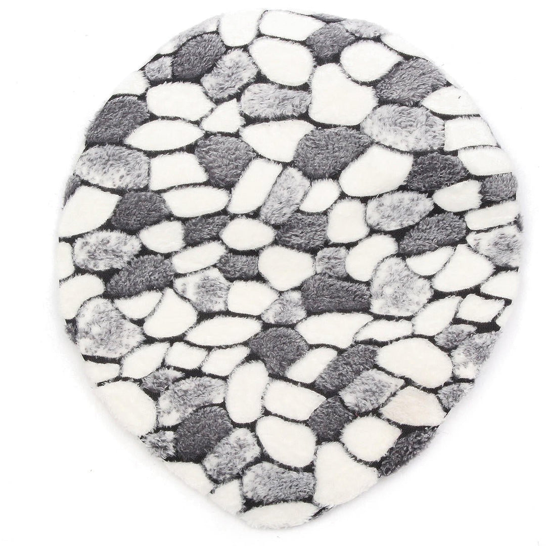 3Pcs Stone Pattern Washable Anti-Slip Soft Bathroom Pedestal Rug Toilet Lid Cover Bathroom Floor Mat Set Image 5