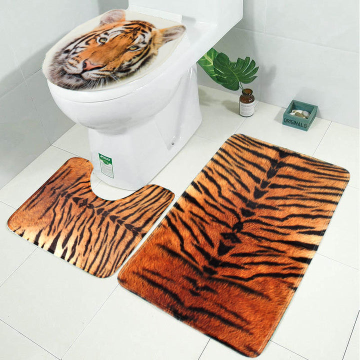 3PCS Toilet Rug Contour Carpet Non Slip Floor Mat Lid Toilet Cover Sets For Bathroom Kitchen Image 5